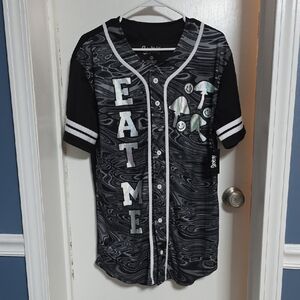Spencer's Womens Black and Gray Graphic Baseball Jersey NWT